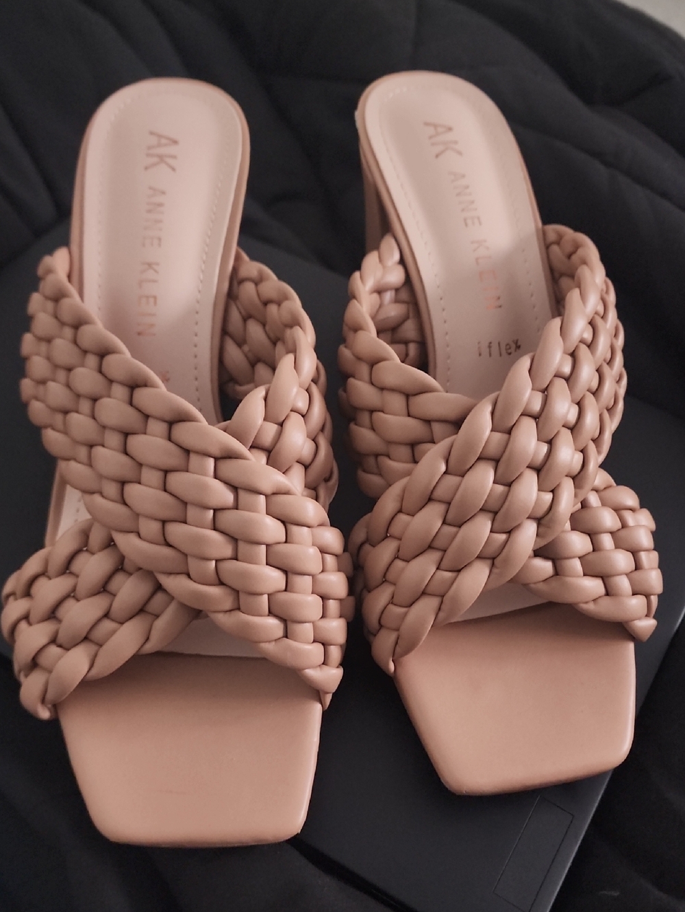 Anne Klein Braided Slide Mules in Nude Tan
